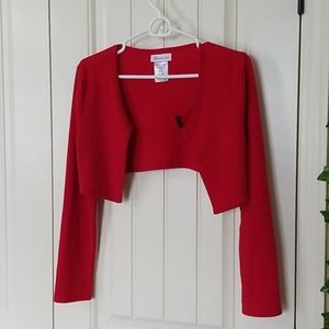 Bonnie Jean Red Button Up Cropped Cardigan